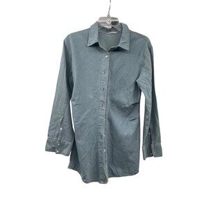 Sunday Up Womens Denim Button Up Top Long Sleeve Blue Size Small